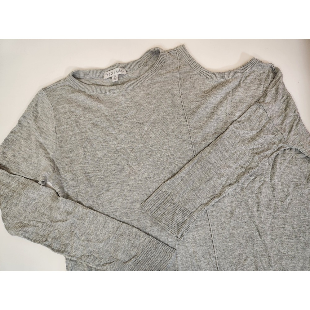 Fred and Sibel Anthropologie Long Sleeve Cold Shoulder Knit Top Size Medium Gray